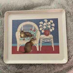 Vintage Mebel Made In Italy Cats And Calla Lily Melamine Tray like new